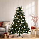 Kunstigt juletræ med julekugle 120 cm 150 LED'er Varm hvid