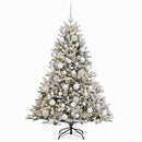 Kunstigt juletræ med julekugle 120 cm 150 LED'er Varm hvid