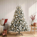 Kunstigt juletræ med julekugle 120 cm 150 LED'er Varm hvid