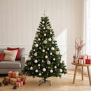 Kunstig juletræ med kugler 120 cm 150 LED'er Varm hvid
