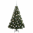 Kunstig juletræ med kugler 150 cm 150 LED'er Varm hvid