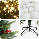 Kunstigt juletræ med julekugle 120 cm 150 LED'er Varm hvid