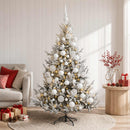Kunstigt juletræ med julekugle 120 cm 150 LED'er Varm hvid