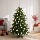 Kunstigt juletræ med julekugle 150 cm 150 LED'er Varm hvid