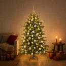 Kunstigt juletræ med julekugle 150 cm 150 LED'er Varm hvid