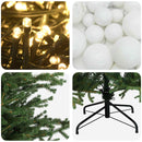 Kunstigt juletræ med julekugle 150 cm 150 LED'er Varm hvid