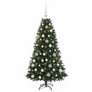 Kunstig juletræ med kugler 120 cm 150 LED'er Varm hvid