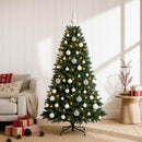 Kunstig juletræ med kugler 120 cm 150 LED'er Varm hvid