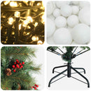 Kunstigt juletræ med julekugle 150 cm 150 LED'er Varm hvid