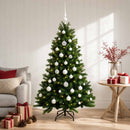 Kunstig juletræ med kugler 150 cm 150 LED'er Varm hvid