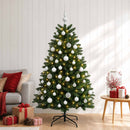 Kunstigt juletræ mellemgrønt med julekugle 120 cm 150 LED'er