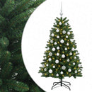Kunstigt juletræ mellemgrønt med julekugle 120 cm 150 LED'er