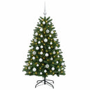Kunstigt juletræ mellemgrønt med julekugle 120 cm 150 LED'er