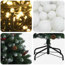 Kunstigt grønt juletræ med julekugle 120 cm 150 LED'er