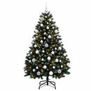 Kunstigt grønt juletræ med julekugle 120 cm 150 LED'er
