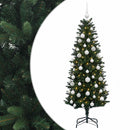 Kunstig juletræ med kugler 120 cm 150 LED'er Varm hvid