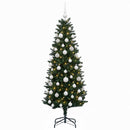 Kunstig juletræ med kugler 120 cm 150 LED'er Varm hvid
