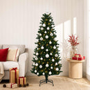 Kunstig juletræ med kugler 150 cm 150 LED'er Varm hvid