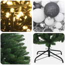 Kunstigt juletræ mellemgrønt med julekugle 120 cm 150 LED'er