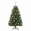 Kunstigt juletræ mellemgrønt med julekugle 120 cm 150 LED'er