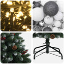 Kunstigt juletræ, grønt med julekugle 120 cm 150 LED'er