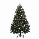 Kunstigt juletræ, grønt med julekugle 120 cm 150 LED'er