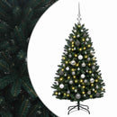 Kunstigt mørkegrønt juletræ med julekugler 120 cm 150 LED'er