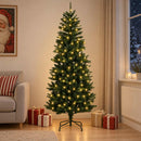 Kunstigt Hinged Juletræ 210 cm 300 LED'er Varm hvid PE og PVC
