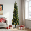 Kunstigt slankt juletræ 240 cm 300 LED'er Varm hvid PE og PVC