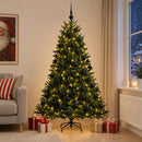 Kunstigt juletræ med julekugle 210 cm 300 LED'er Varm hvid
