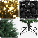 Kunstigt juletræ med julekugle 210 cm 300 LED'er Varm hvid