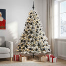 Kunstigt juletræ med julekugle 210 cm 300 LED'er Varm hvid