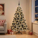 Kunstigt juletræ med julekugle 210 cm 300 LED'er Varm hvid
