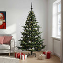 Kunstigt juletræ med julekugle 210 cm 300 LED'er Varm hvid