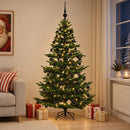 Kunstigt juletræ med julekugle 210 cm 300 LED'er Varm hvid