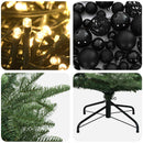 Kunstigt juletræ med julekugle 210 cm 300 LED'er Varm hvid