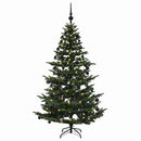 Kunstigt juletræ med julekugle 210 cm 300 LED'er Varm hvid