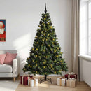 Kunstig juletræ med kugler 210 cm 300 LED'er Varm hvid