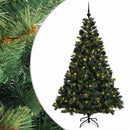 Kunstig juletræ med kugler 180 cm 300 LED'er Varm hvid