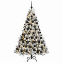 Kunstig juletræ med kugler 180 cm 300 LED'er Varm hvid
