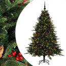 Kunstigt juletræ med julekugle 210 cm 300 LED'er Varm hvid