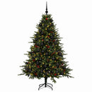 Kunstigt juletræ med julekugle 210 cm 300 LED'er Varm hvid