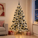Kunstigt juletræ med julekugle 180 cm 300 LED'er Varm hvid
