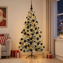 Kunstigt juletræ med julekugle 210 cm 300 LED'er Varm hvid