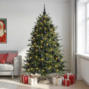 Kunstigt juletræ med julekugle 210 cm 300 LED'er Varm hvid