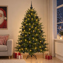 Kunstigt juletræ med julekugle 210 cm 300 LED'er Varm hvid