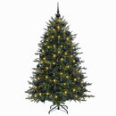 Kunstigt juletræ med julekugle 210 cm 300 LED'er Varm hvid