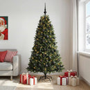 Kunstig juletræ med kugler 180 cm 300 LED'er Varm hvid