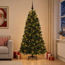 Kunstig juletræ med kugler 180 cm 300 LED'er Varm hvid