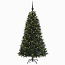Kunstig juletræ med kugler 180 cm 300 LED'er Varm hvid